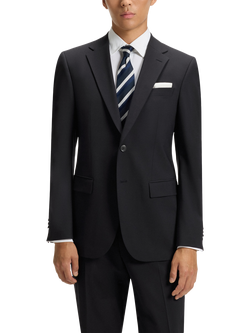 BOSS Wool Blend Single Breasted Suit Jacket, Dark Blue