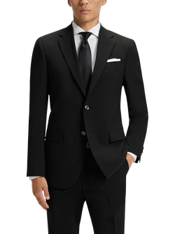 BOSS Wool Blend Single Breasted Suit Jacket, Black