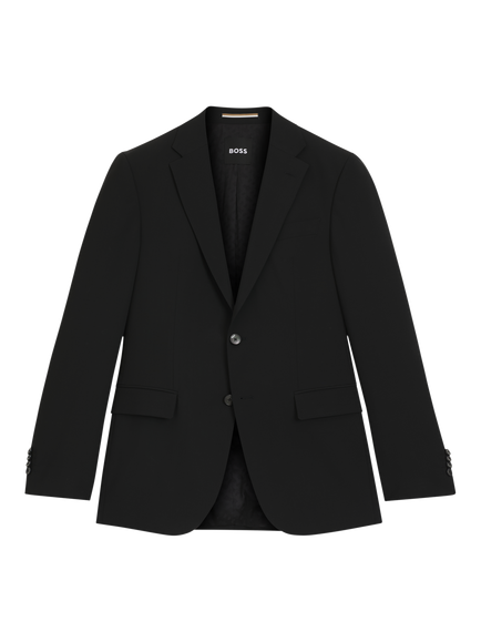 BOSS Wool Blend Single Breasted Suit Jacket - view 2, Black
