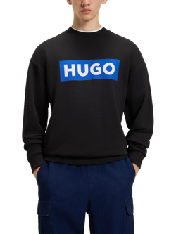 HUGO BOSS HUGO Niero Crew Neck Cotton Sweatshirt, Black, Black