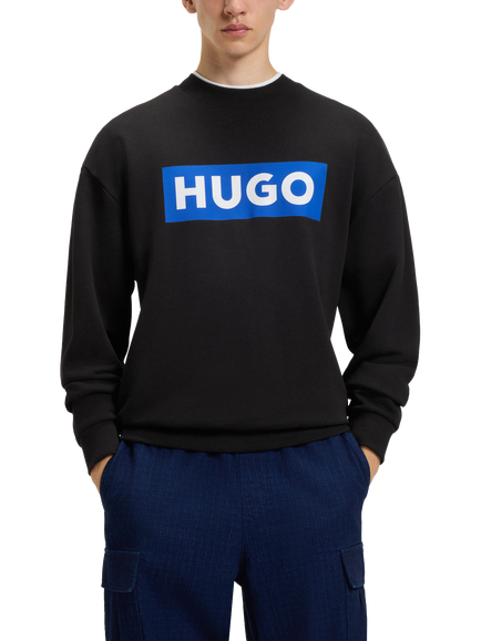 HUGO BOSS HUGO Niero Crew Neck Cotton Sweatshirt, Black, Black