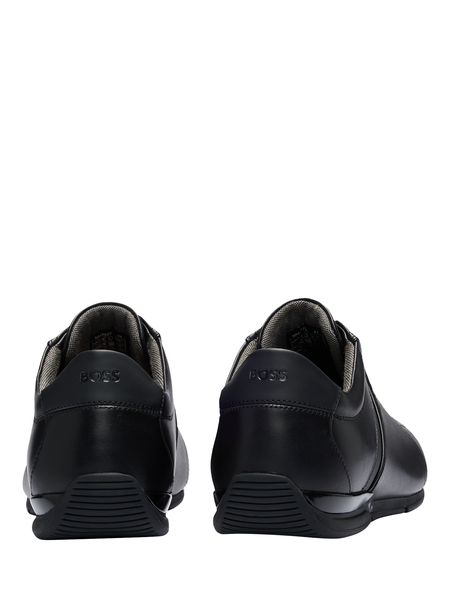 Product image 3 of 5, which shows BOSS Leather Lace-Up Trainers, Black, 6