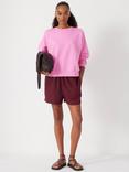 HUSH Relaxed Crew Neck Sweatshirt, Bright Pink