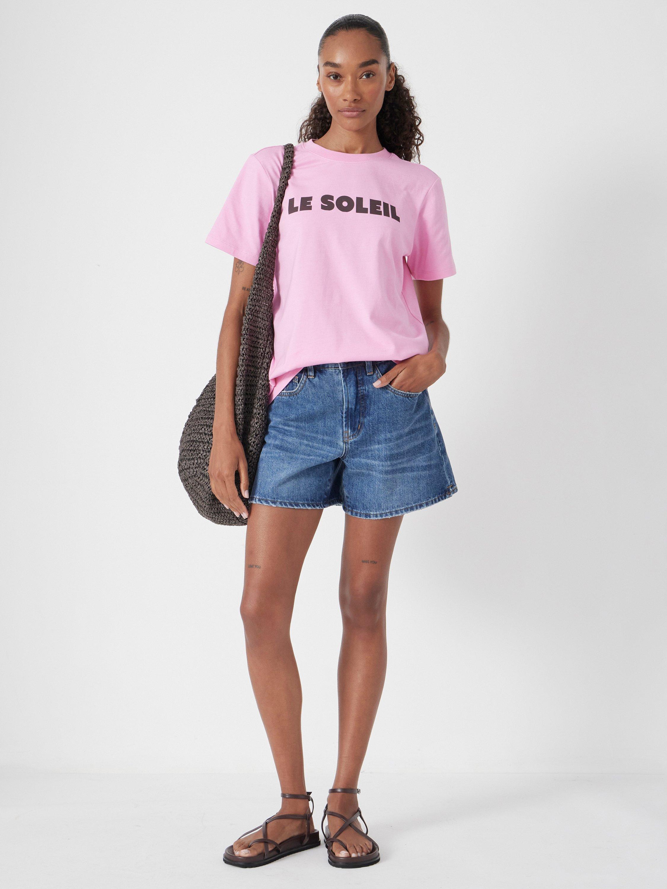 Product image 1 of 5, which shows HUSH Rosie Le Soleil T-Shirt, Soft Pink, L-XL