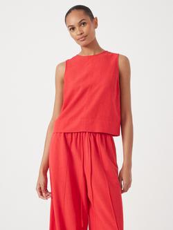 HUSH Linen Blend Vera Shell Top containing LENZING™ ECOVERO™ Viscose, True Red