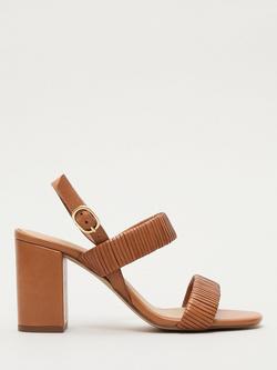 Phase Eight Textured Strap Block Heeled Sandals, Tan, Tan