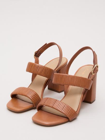 Phase Eight Textured Strap Block Heeled Sandals, Tan - view 2, Tan