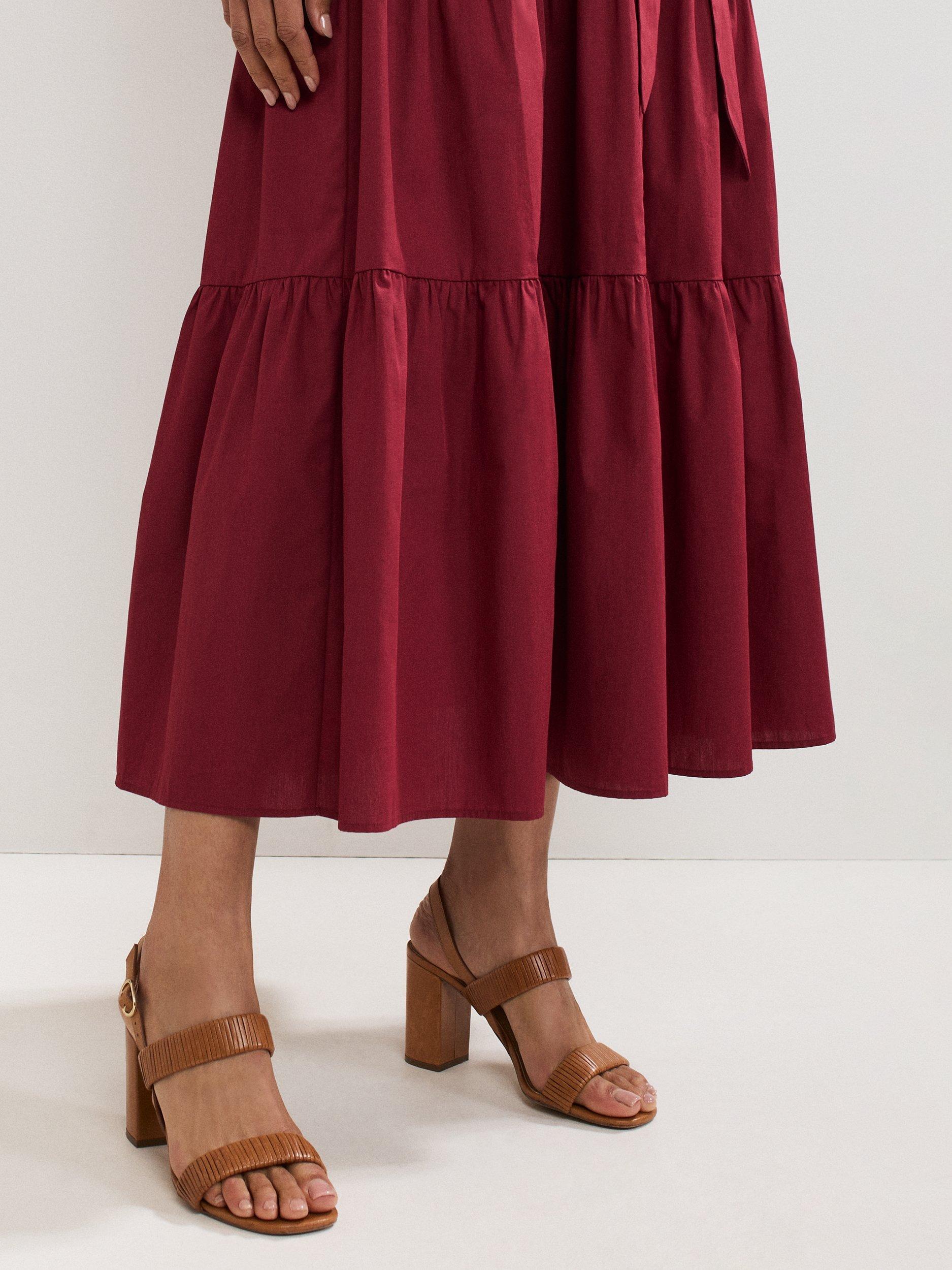 Product image 6 of 8, which shows Phase Eight Textured Strap Block Heeled Sandals, Tan, 3