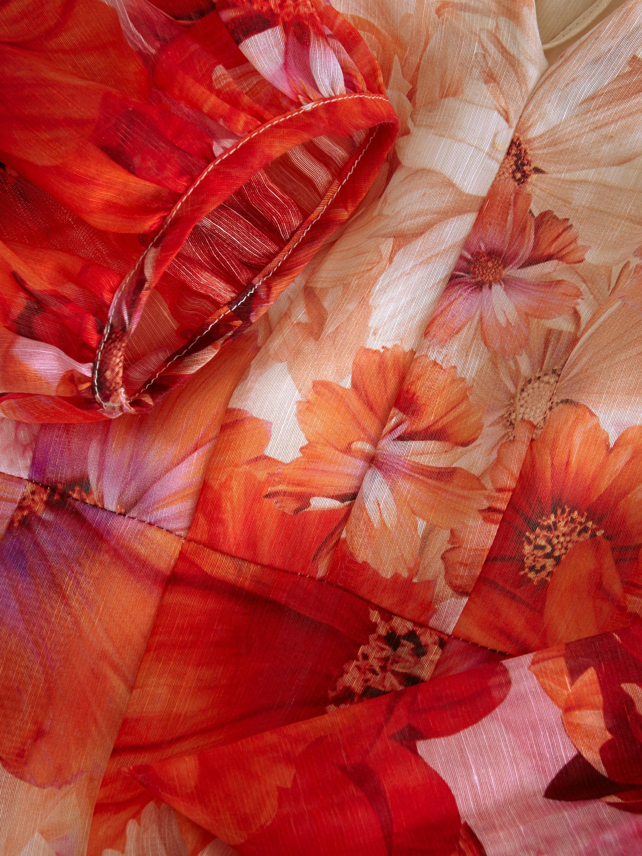 Product image 6 of 8, which shows Phase Eight Jaslyn V-Neck Floral Print Linen Blend Midi Dress, Multi, 6