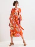 Phase Eight Kristina Floral Midi Dress, Orange
