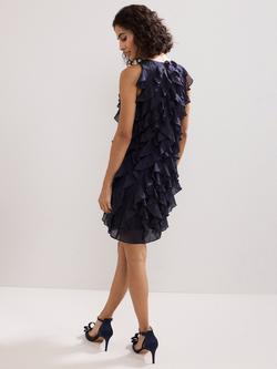 Phase Eight Latara Ruffle Mini Dress containing TENCEL™ Lyocell - view 2, Navy