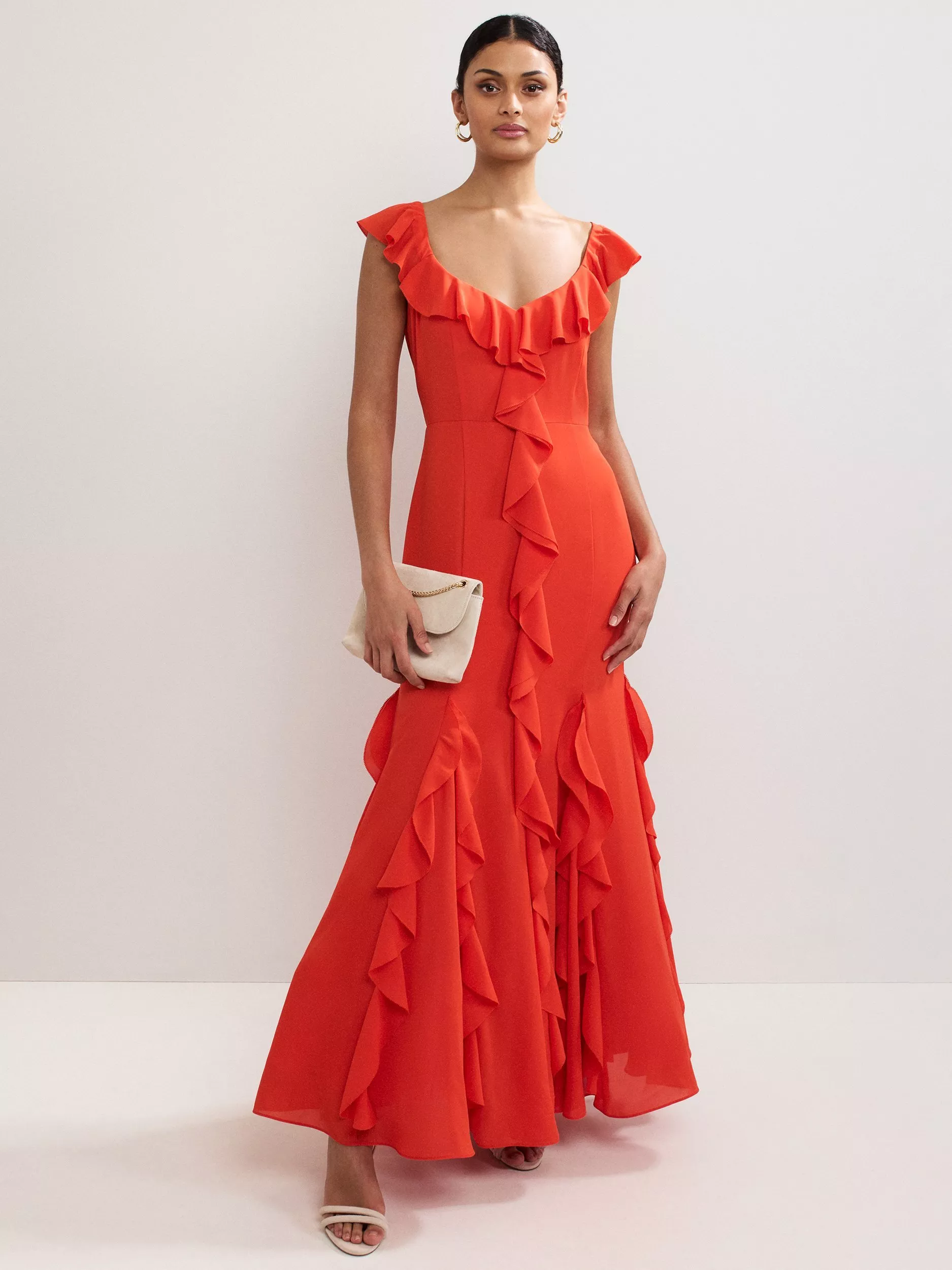 daska chiffon ruffle maxi dress Daska - Ruffle Maxi Dress - Women - Polyester - 8-10 US
