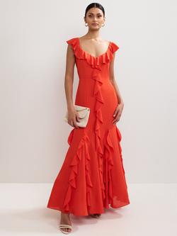 Phase Eight Collection 8 Lianah Ruffle Maxi Dress, Orange, Orange