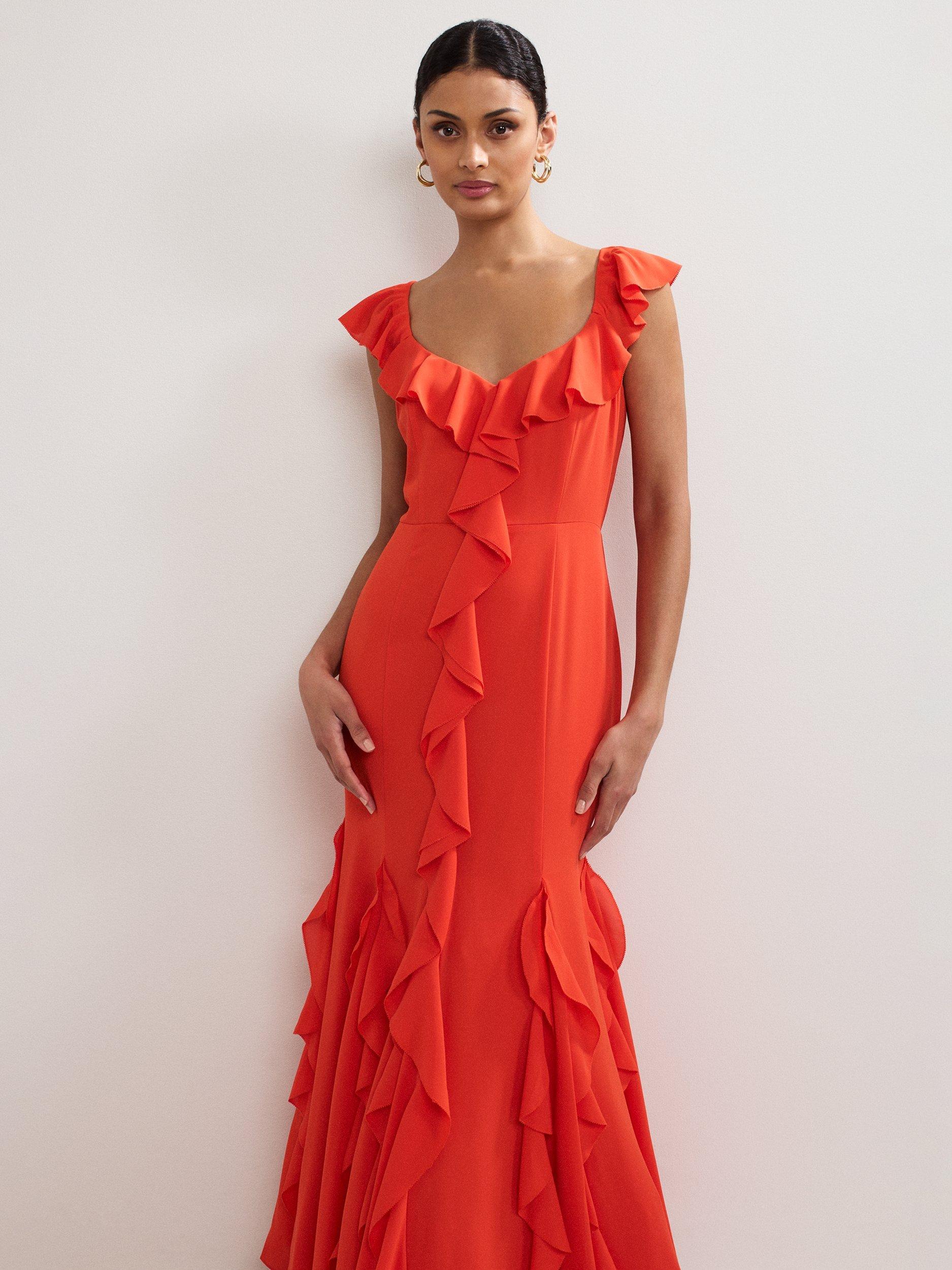 Phase Eight Collection 8 Lianah Ruffle Maxi Dress, Orange