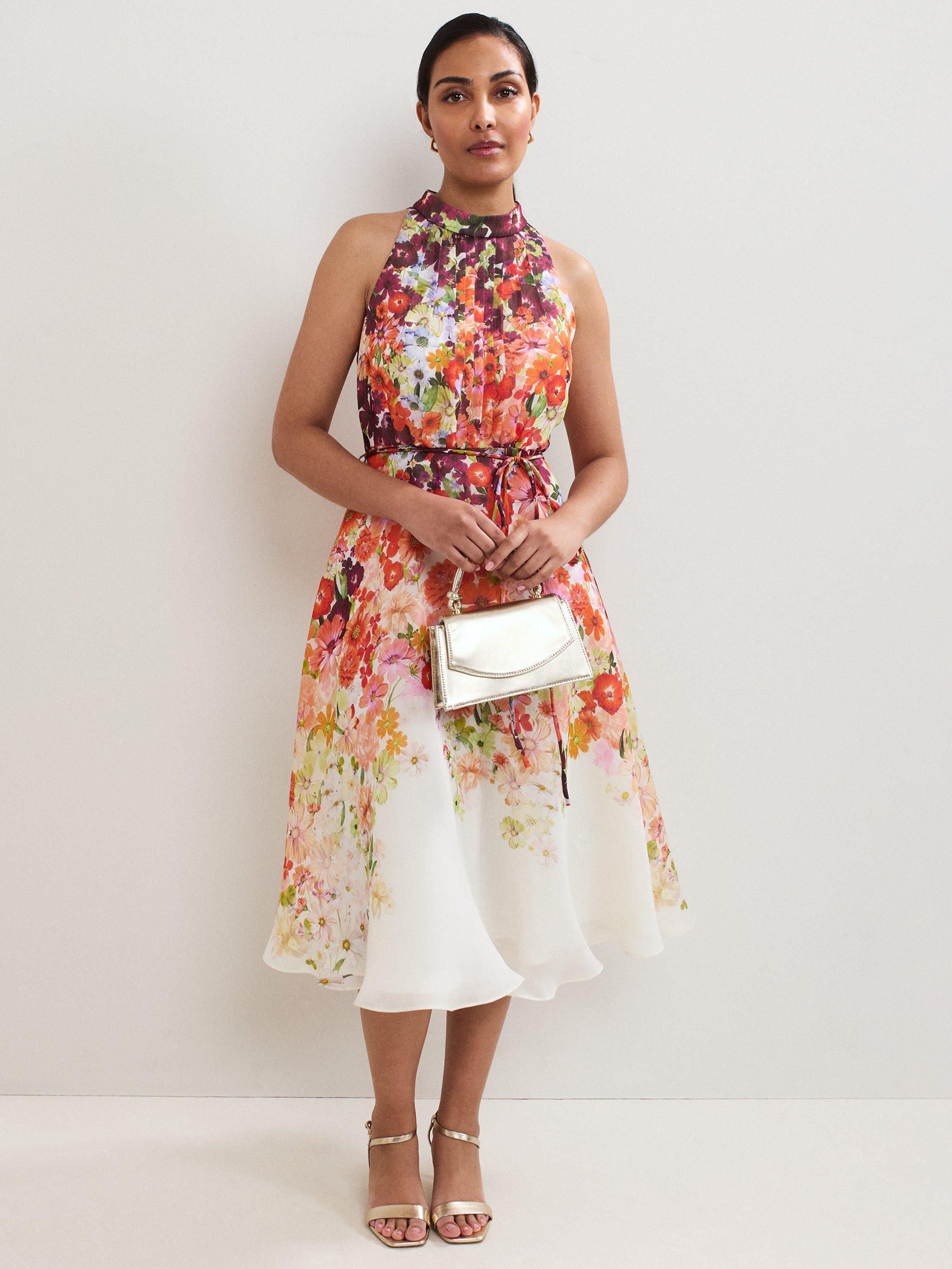 Product image 1 of 7, which shows Phase Eight Petite Bethany Floral Dress, Multi, 6