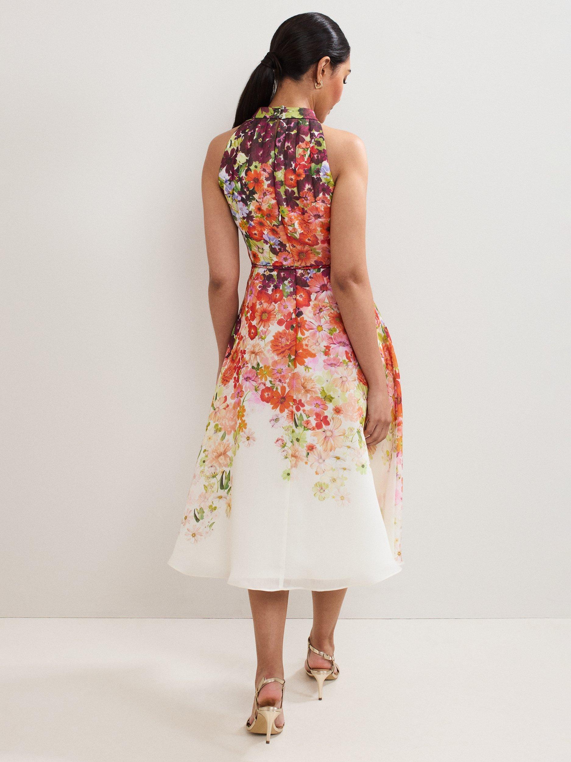 Product image 2 of 7, which shows Phase Eight Petite Bethany Floral Dress, Multi, 6