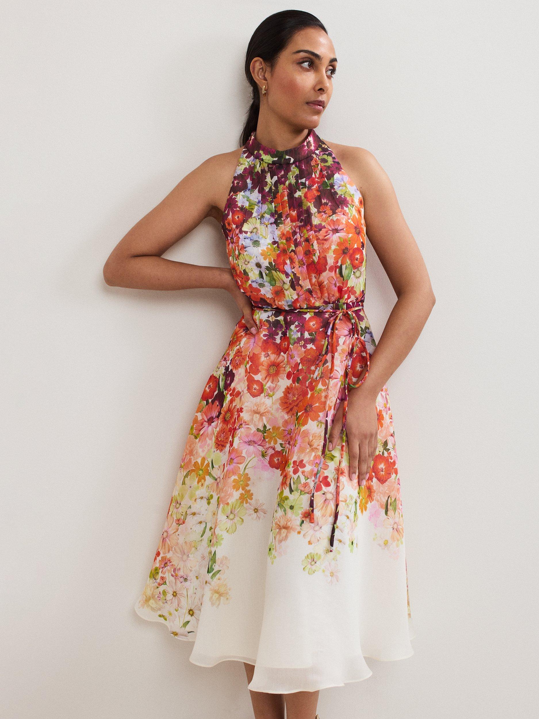 Product image 3 of 7, which shows Phase Eight Petite Bethany Floral Dress, Multi, 6