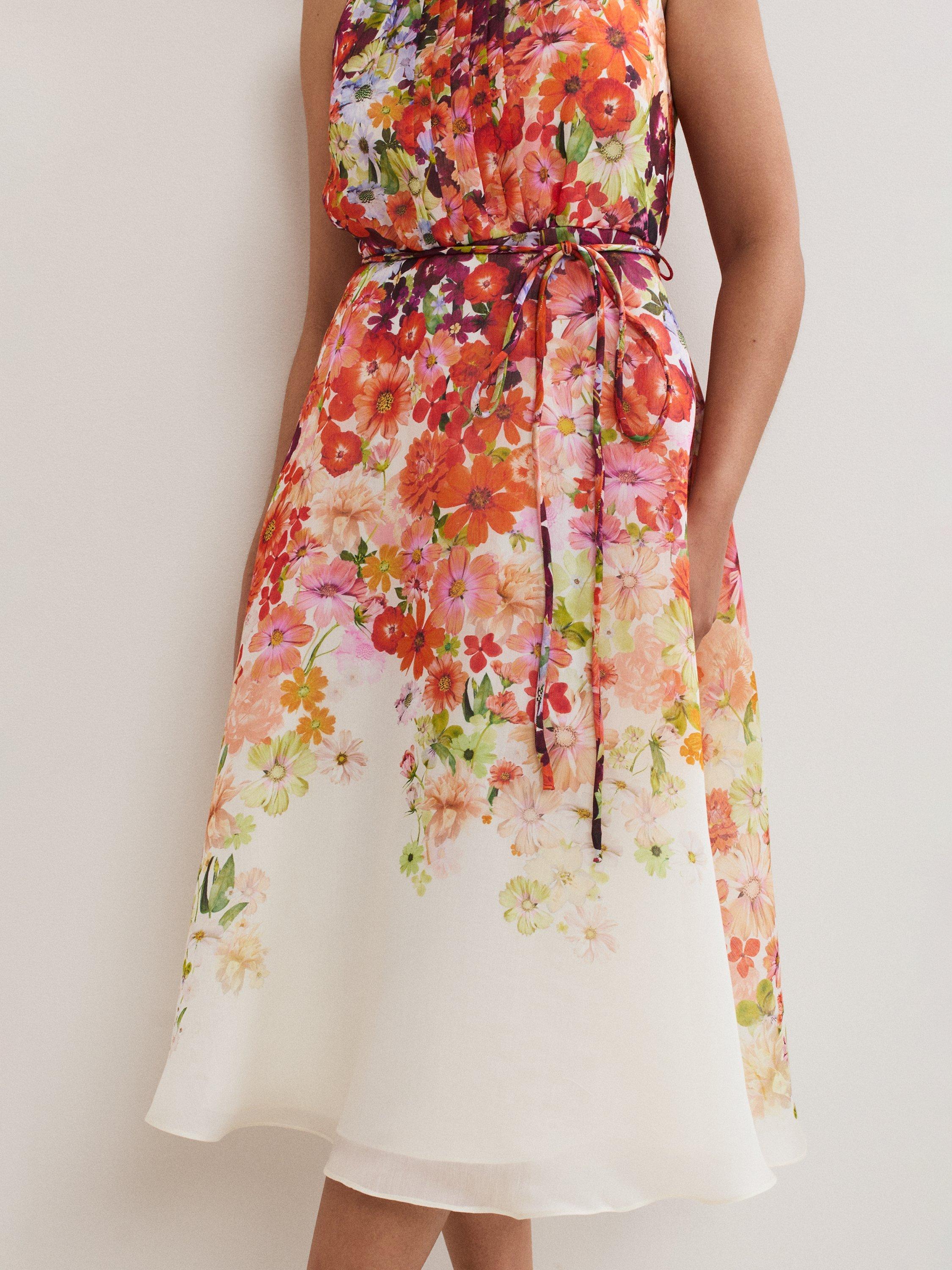 Product image 7 of 7, which shows Phase Eight Petite Bethany Floral Dress, Multi, 6