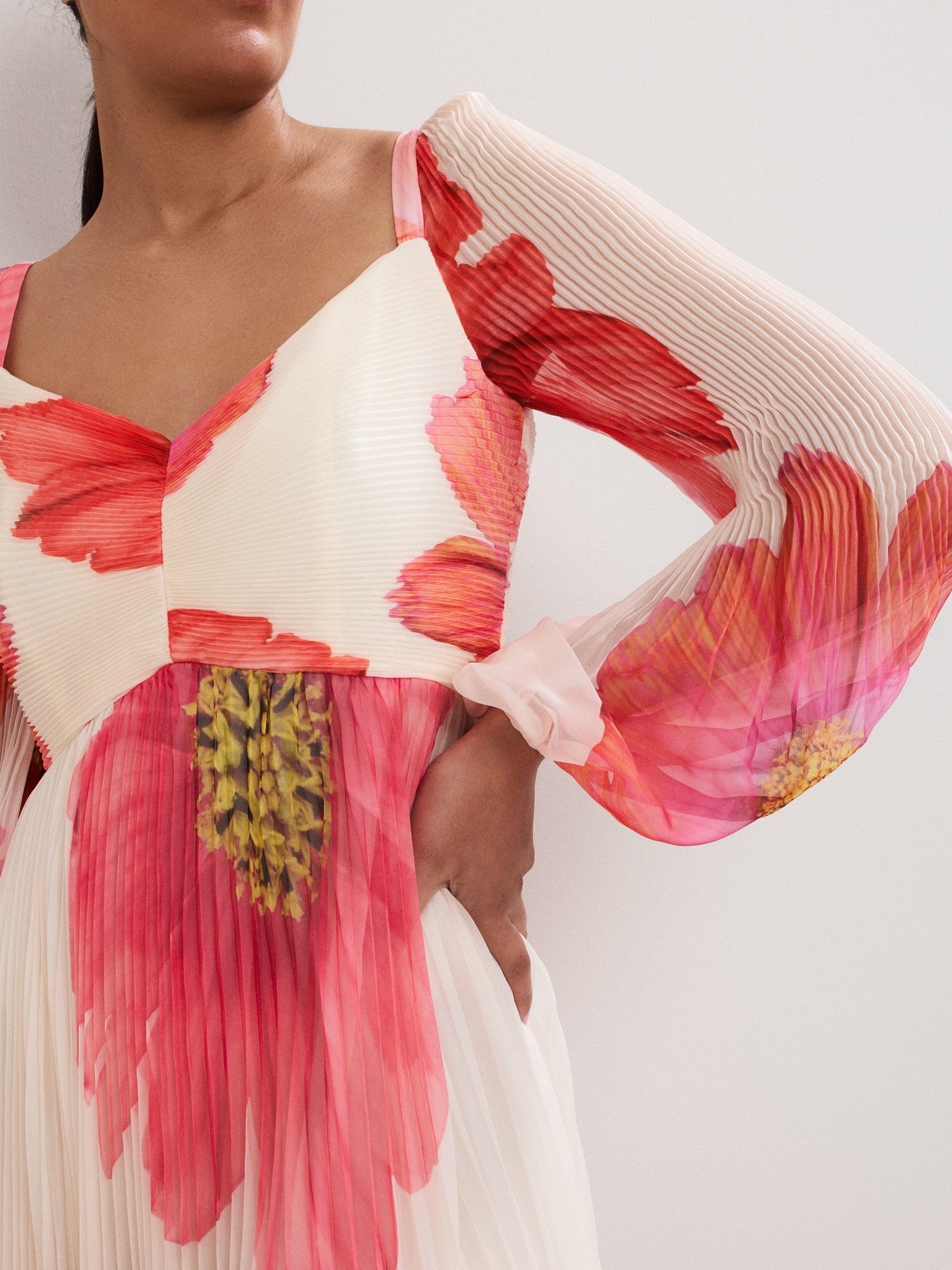 Product image 7 of 8, which shows Phase Eight Petite Reanna Floral Maxi Dress, Ivory/Multi, 6