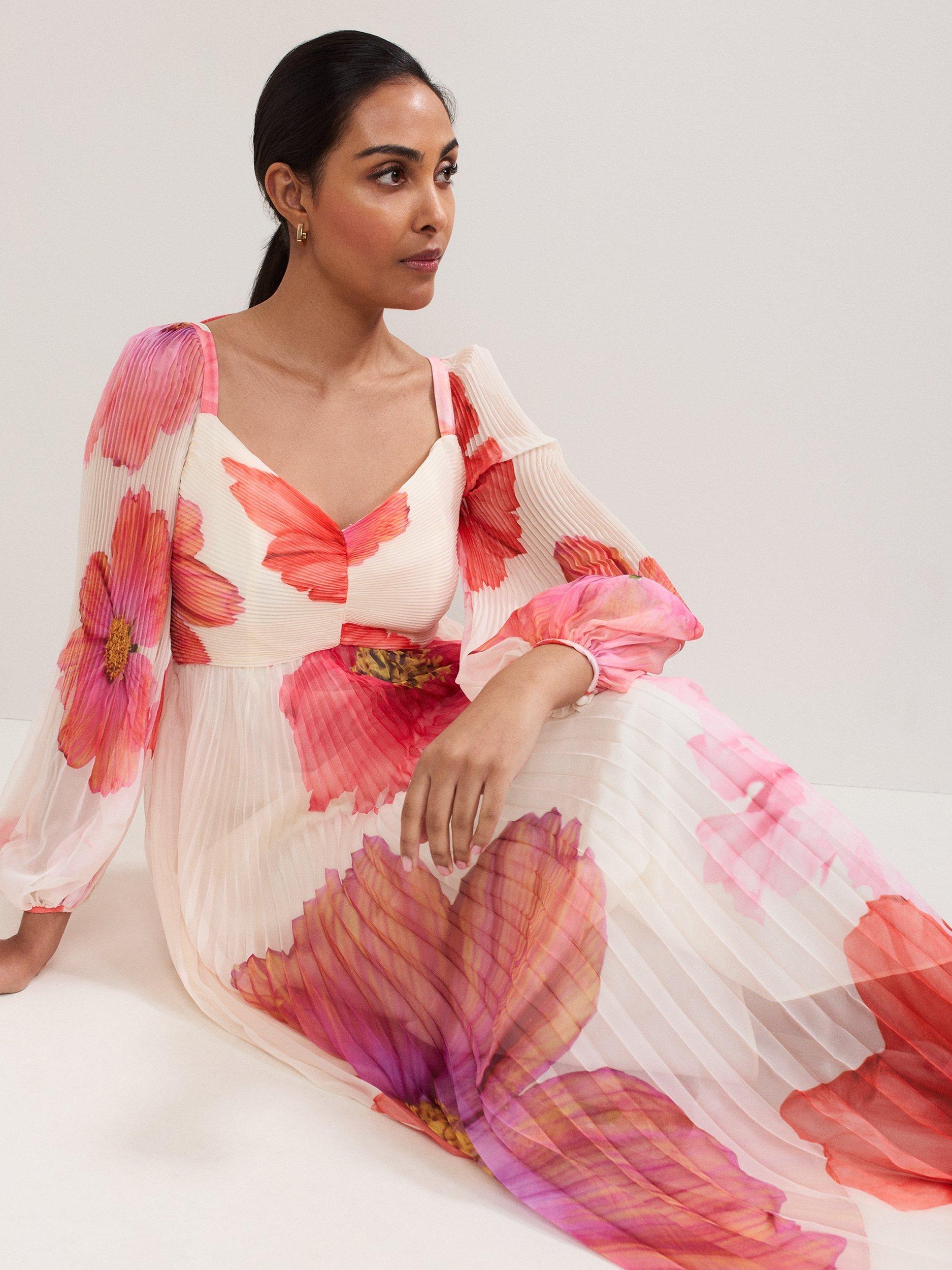 Product image 8 of 8, which shows Phase Eight Petite Reanna Floral Maxi Dress, Ivory/Multi, 6