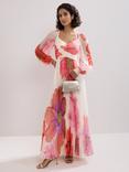 Phase Eight Reanna Pleated Floral Maxi Dress, Ivory/Multi