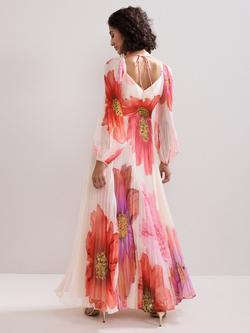 Phase Eight Reanna Pleated Floral Maxi Dress, Ivory/Multi - view 2, Ivory/Multi