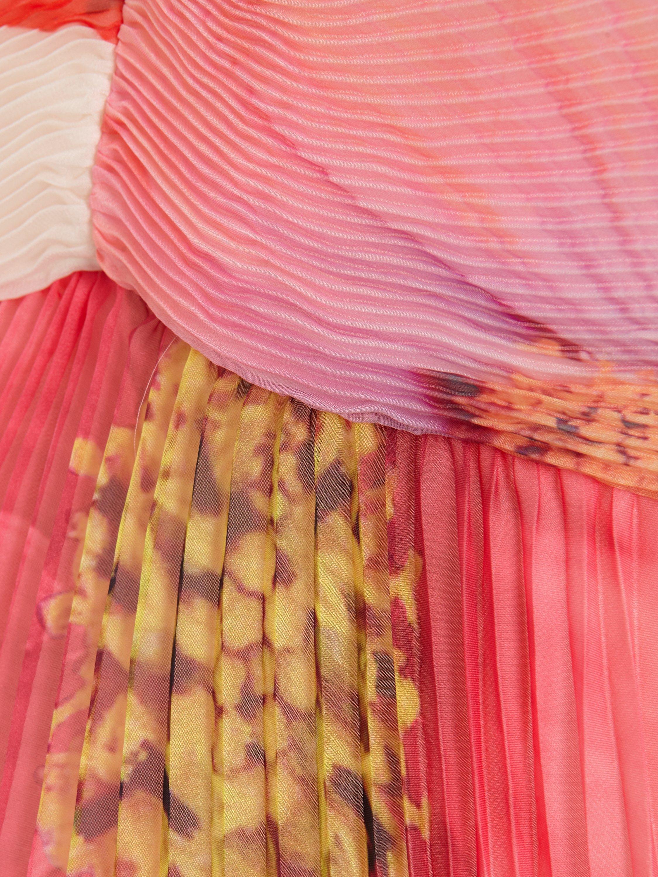 Product image 6 of 7, which shows Phase Eight Reanna Pleated Floral Maxi Dress, Ivory/Multi, 6