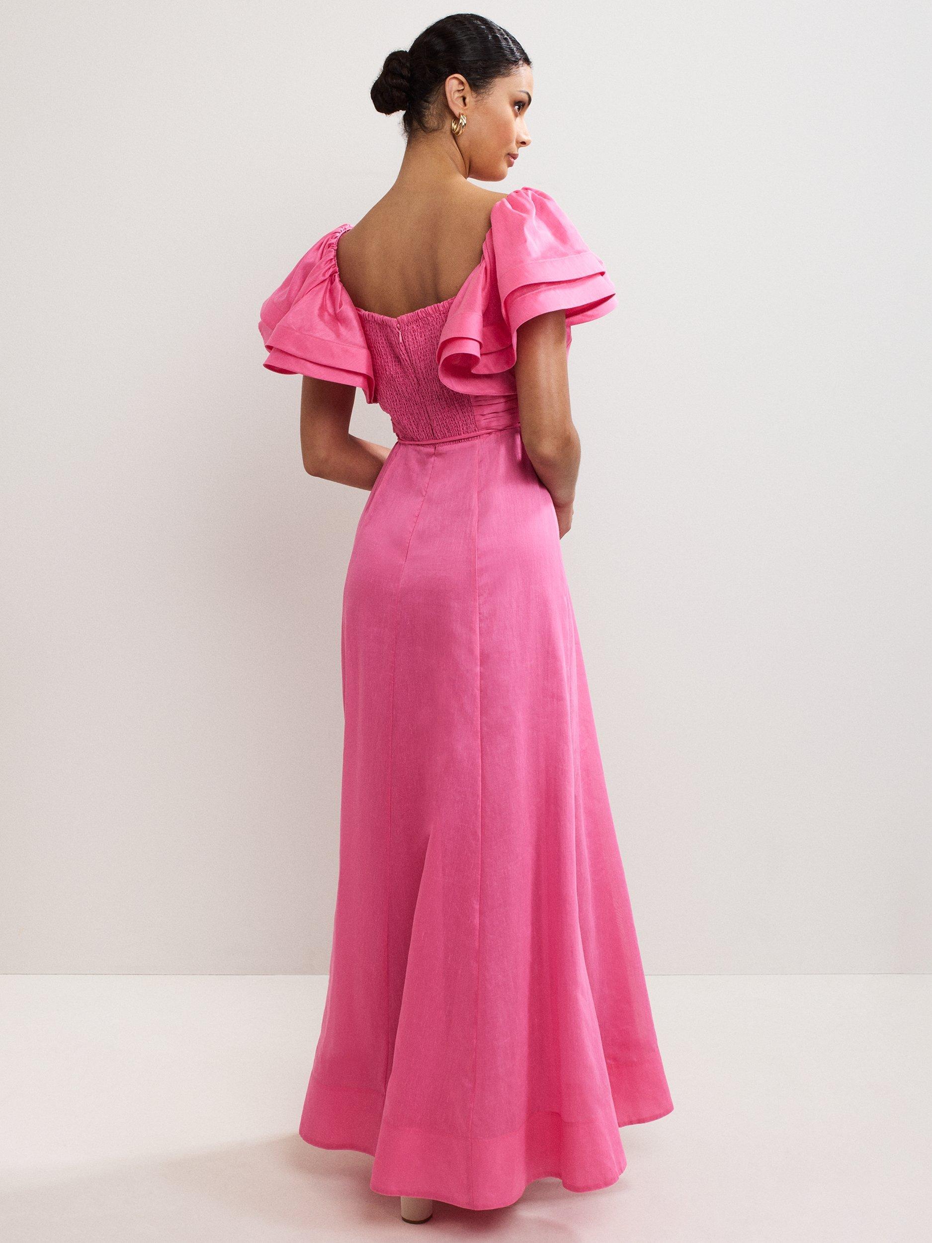 Product image 2 of 10, which shows Phase Eight Collection 8 Rhianna Ruffle Sleeve Maxi Dress, Pink, 6