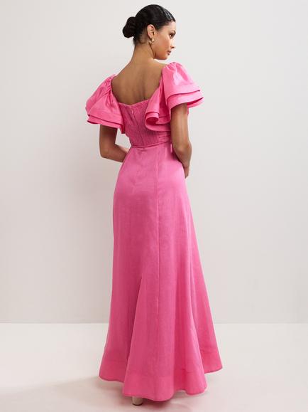 Phase Eight Collection 8 Rhianna Ruffle Sleeve Maxi Dress, Pink - view 2, Pink