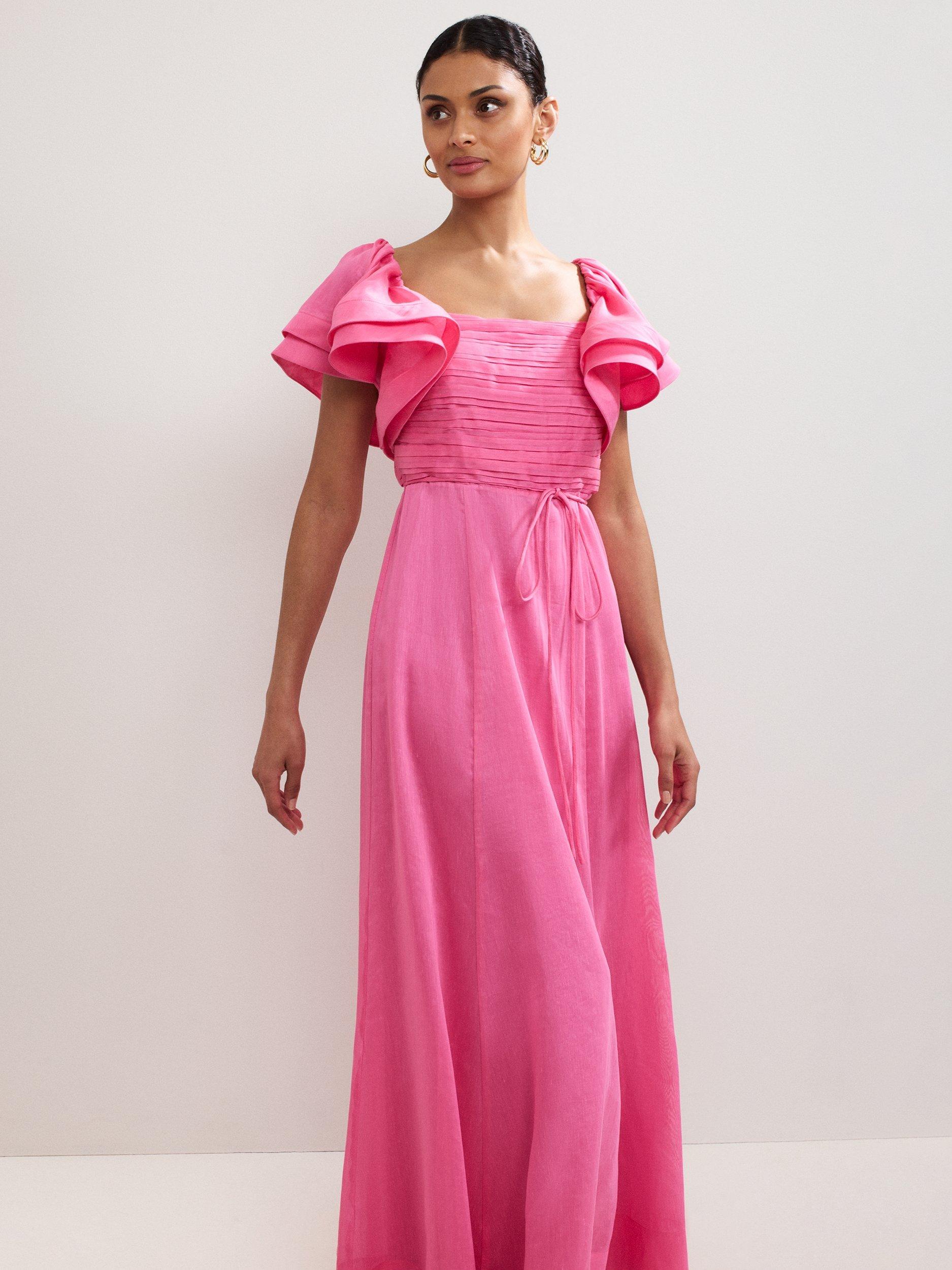 Product image 3 of 10, which shows Phase Eight Collection 8 Rhianna Ruffle Sleeve Maxi Dress, Pink, 6
