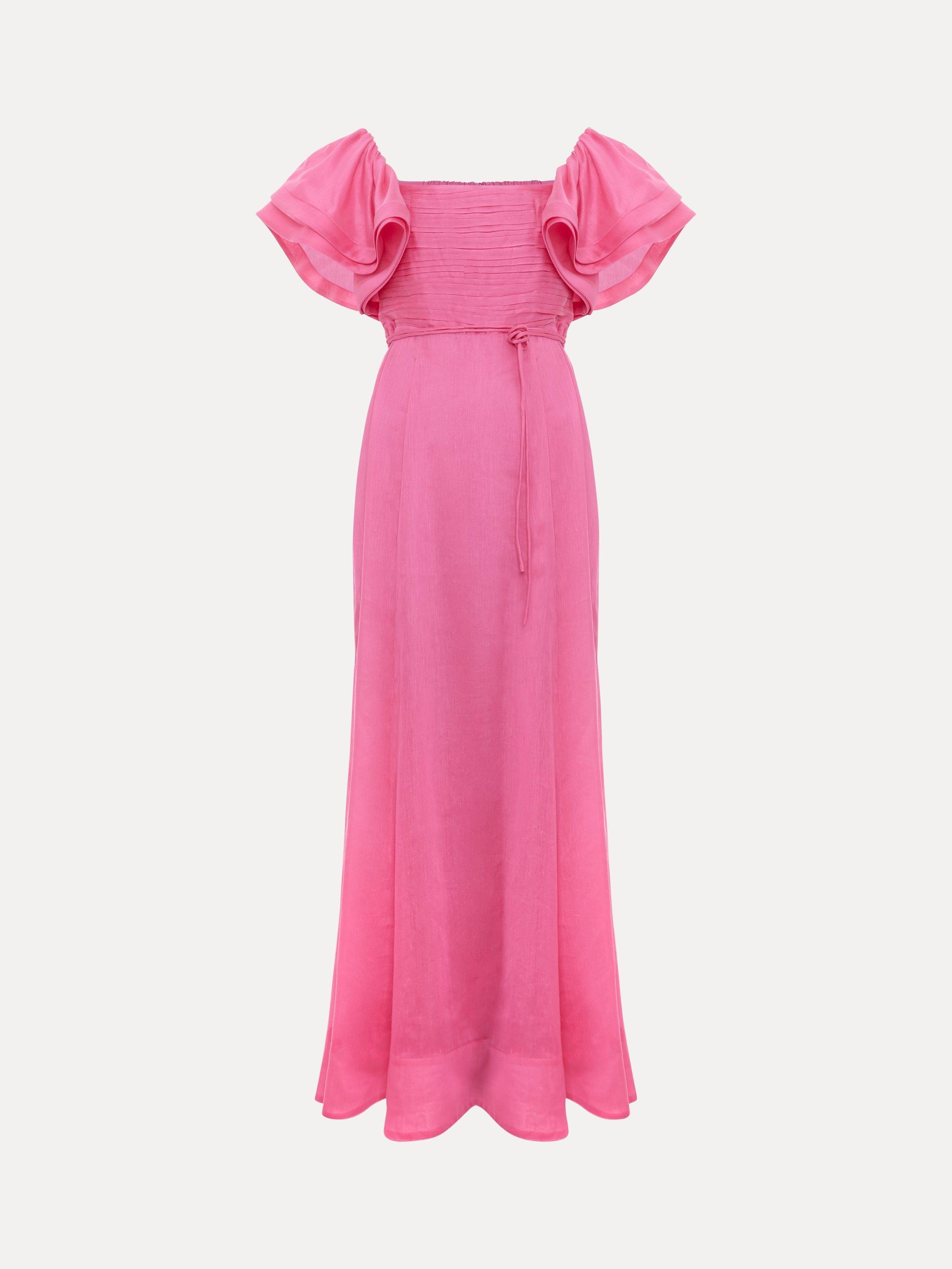 【関税込】PhaseEight ドレス☆Collection 8 Rhianna Ruffle Sle Phase Eight Collection 8 Rhianna Ruffle Sleeve Maxi Dress, Pink