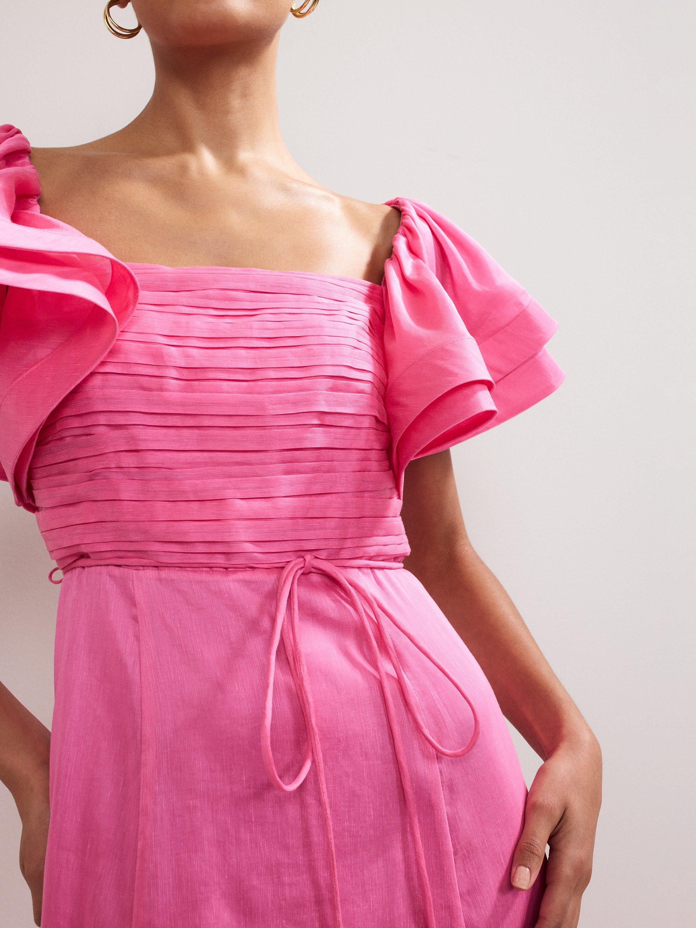 Product image 8 of 10, which shows Phase Eight Collection 8 Rhianna Ruffle Sleeve Maxi Dress, Pink, 6