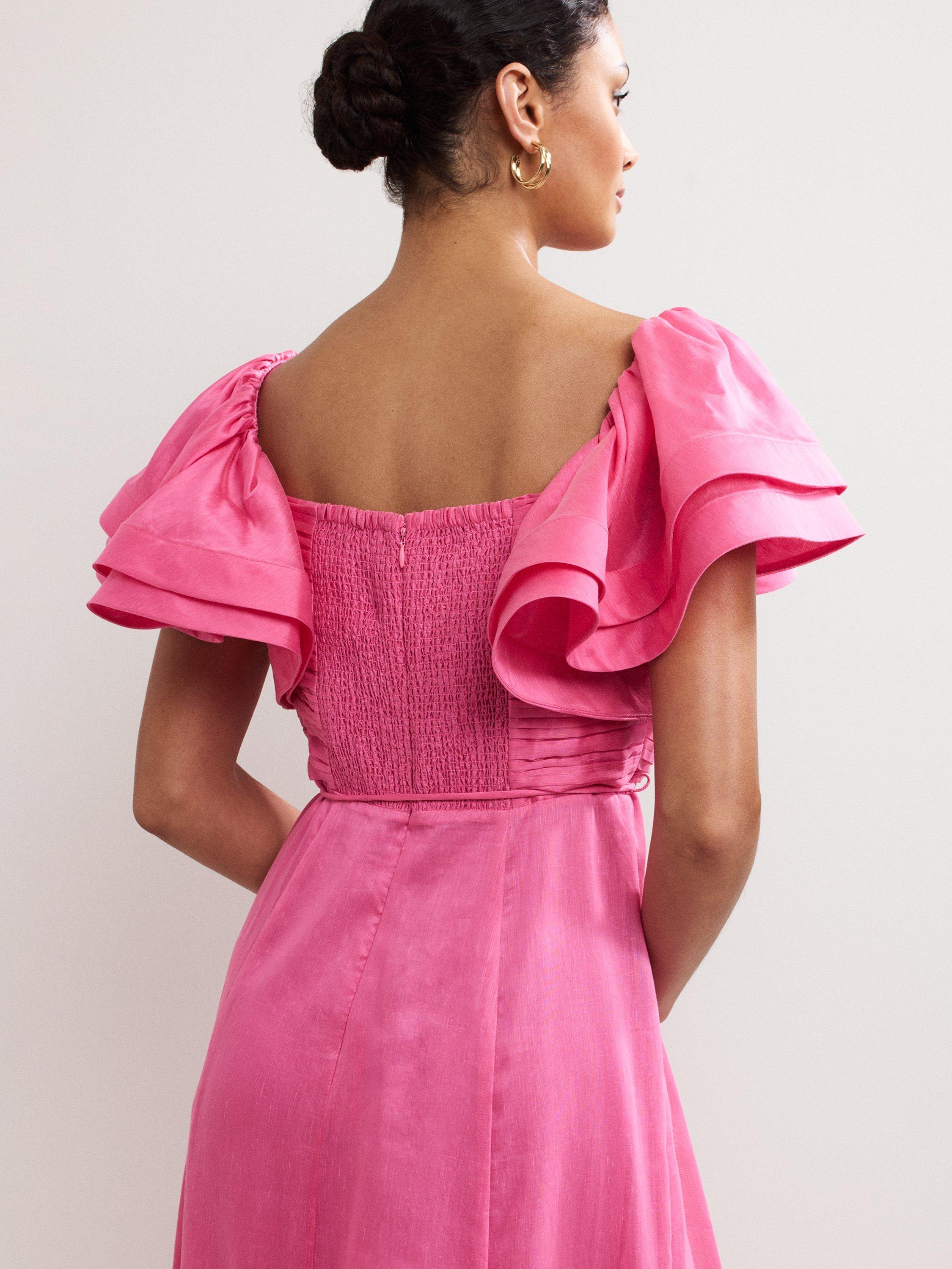 【関税込】PhaseEight ドレス☆Collection 8 Rhianna Ruffle Sle Phase Eight Collection 8 Rhianna Ruffle Sleeve Maxi Dress, Pink