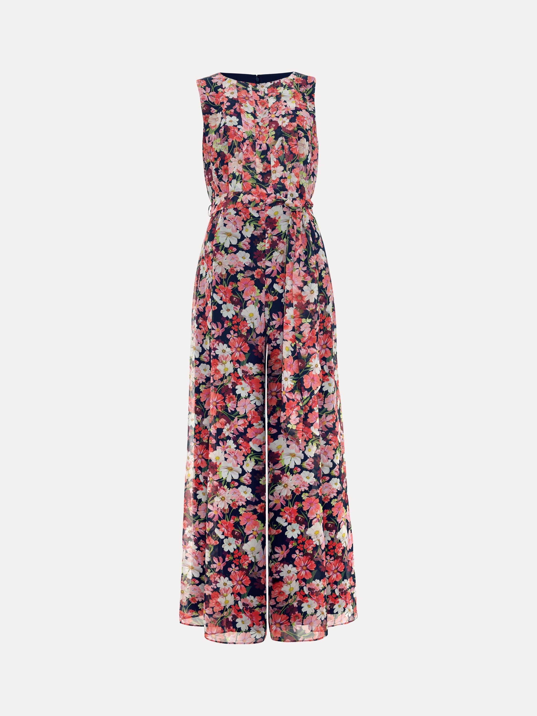 Product image 5 of 8, which shows Phase Eight Janine Petite Floral Sleeveless Wide Leg Jumpsuit, Multi, 6