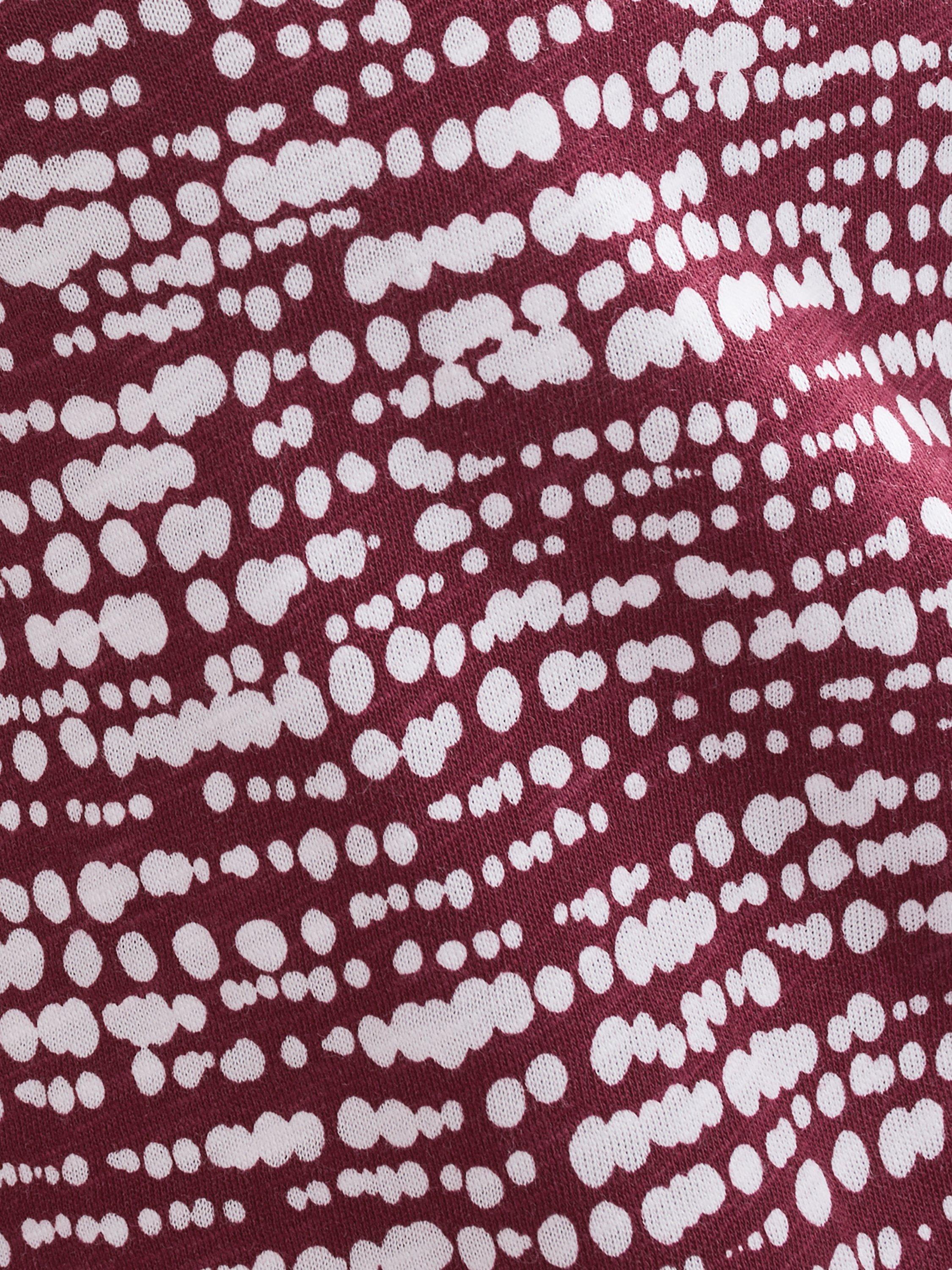 Product image 6 of 7, which shows Phase Eight Alice V-Neck Spotty Print Cotton Top, Burgundy/White, 8