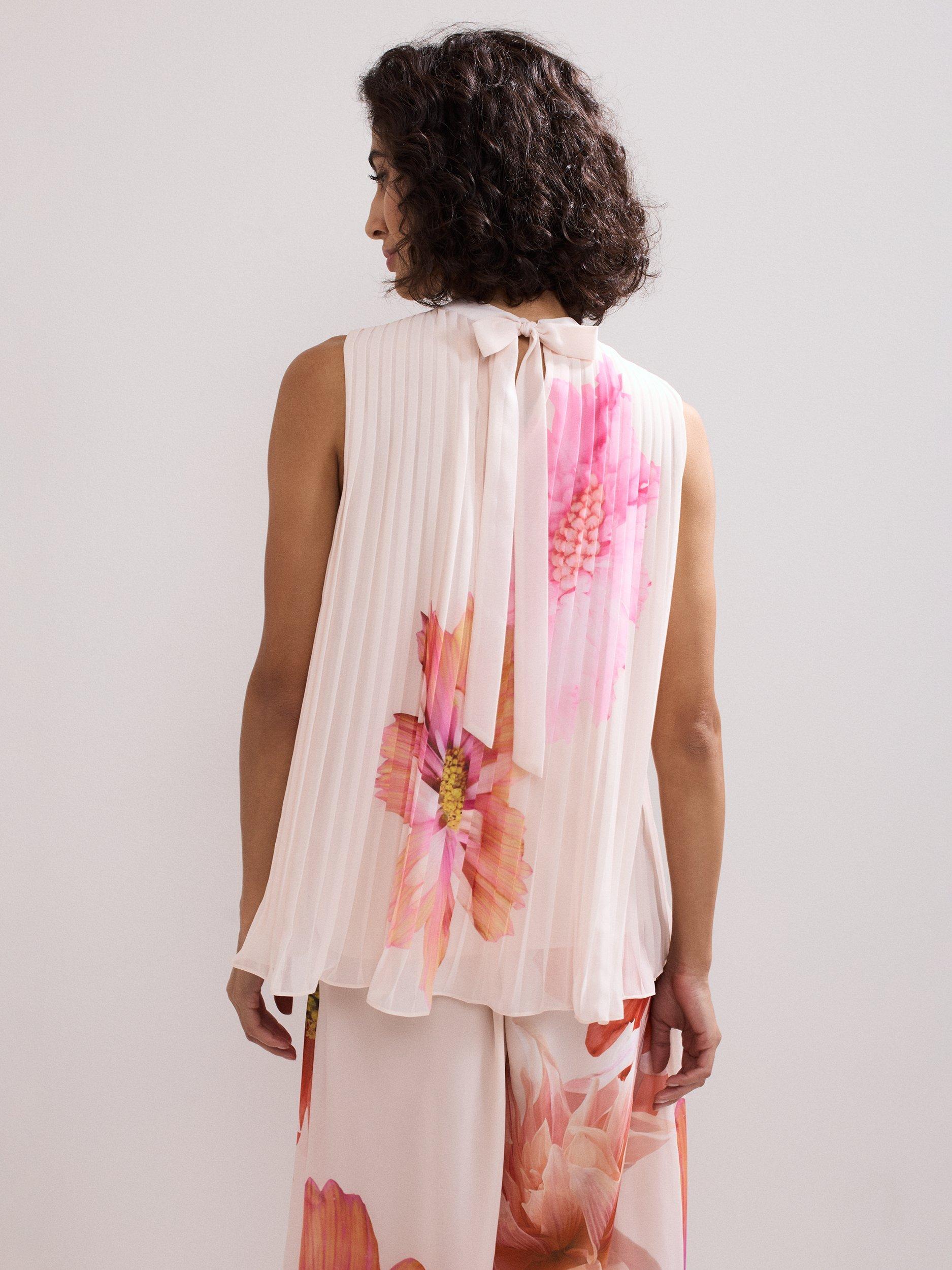 Product image 2 of 9, which shows Phase Eight Ember Pleated Floral Top, Multi, 8