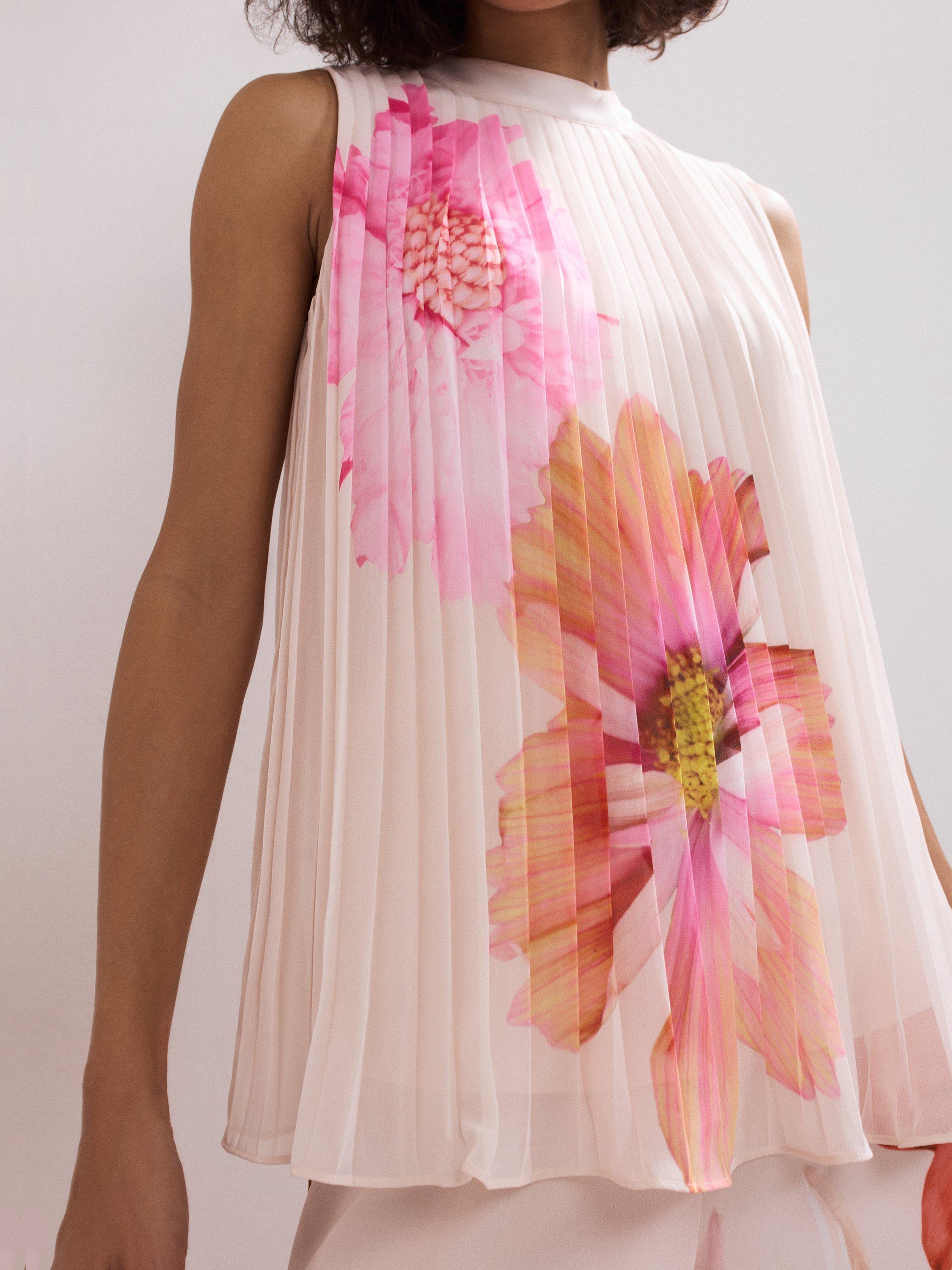 Product image 4 of 9, which shows Phase Eight Ember Pleated Floral Top, Multi, 8