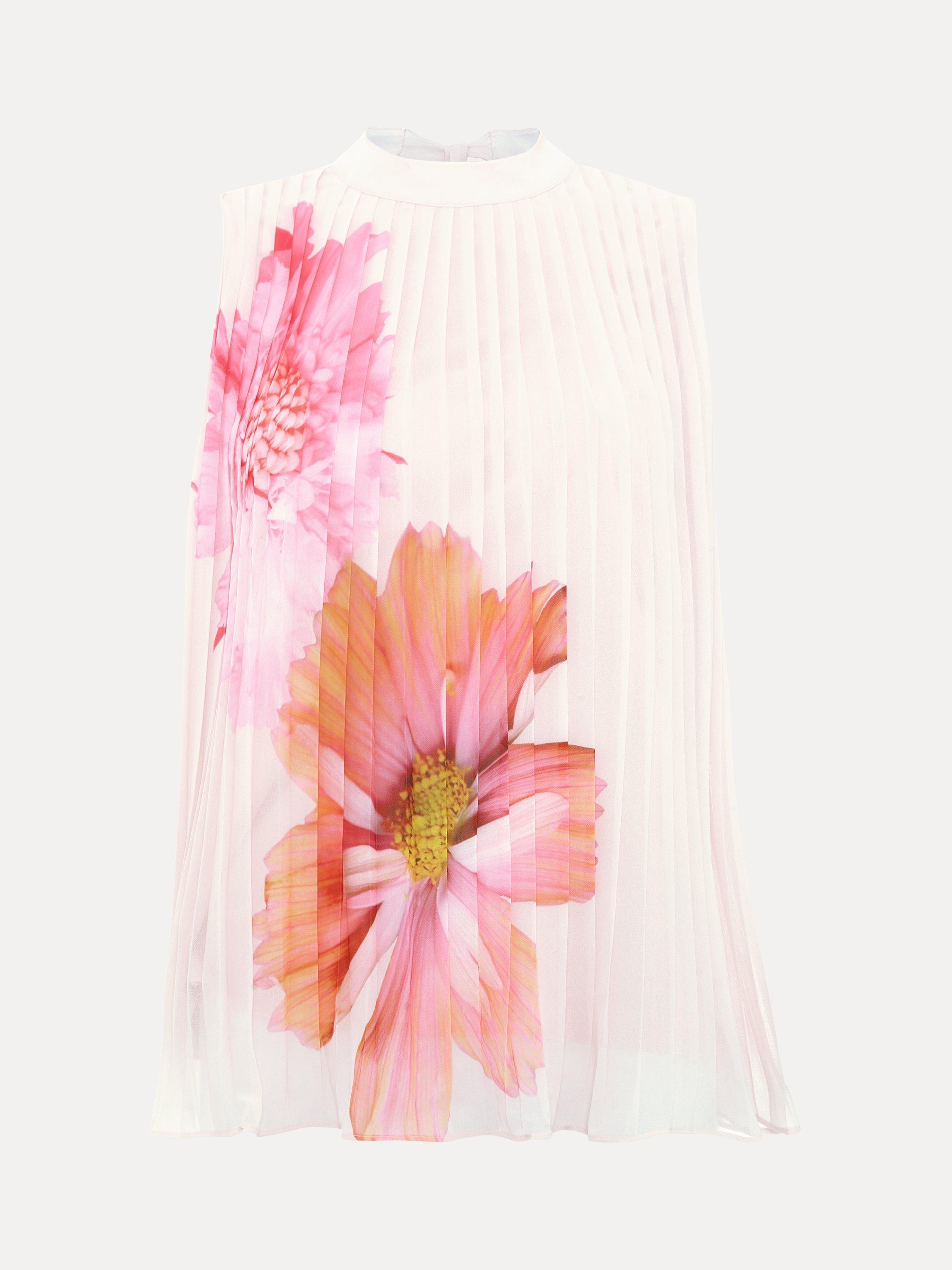 Product image 5 of 9, which shows Phase Eight Ember Pleated Floral Top, Multi, 8