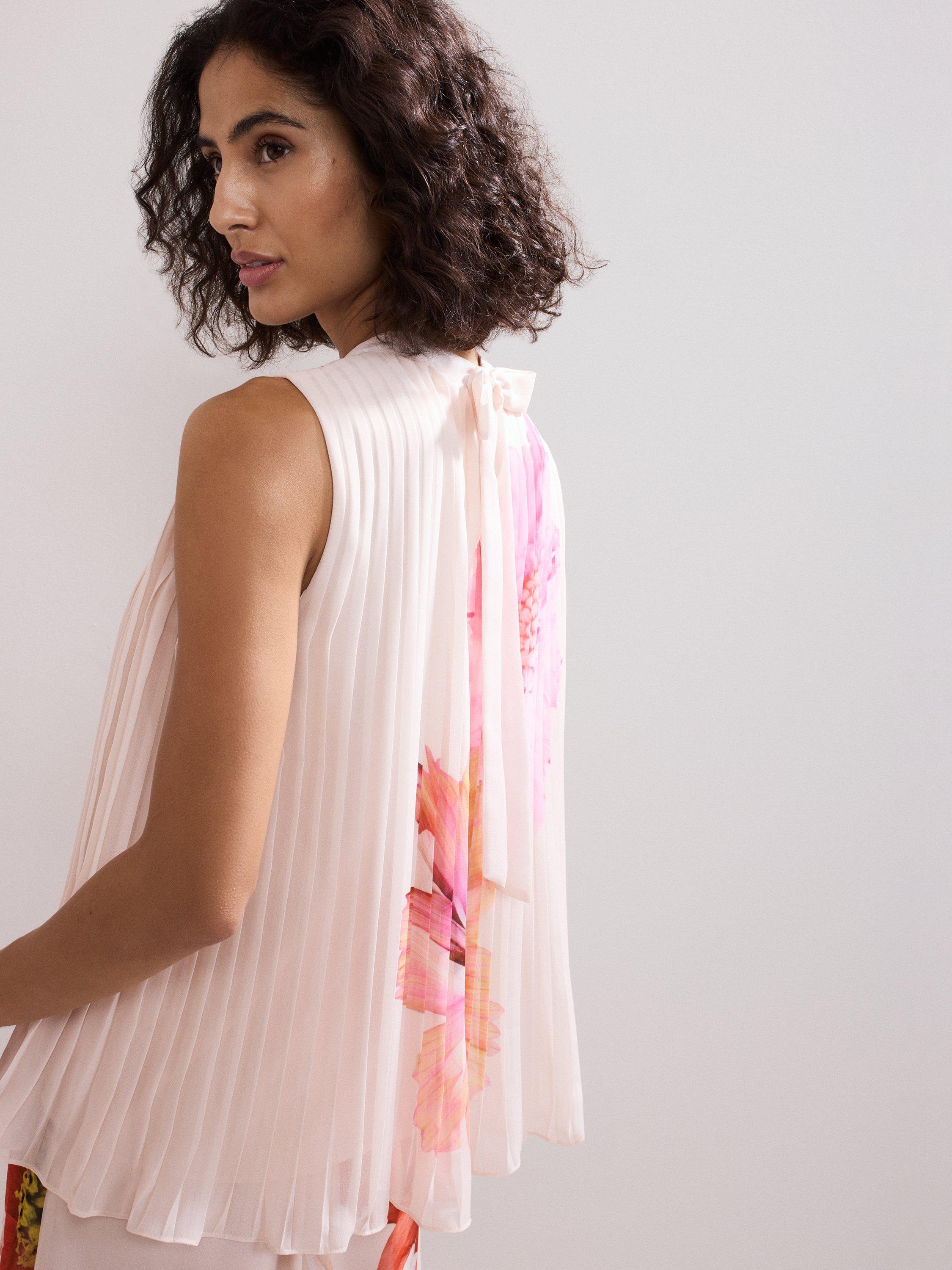 Product image 8 of 9, which shows Phase Eight Ember Pleated Floral Top, Multi, 8