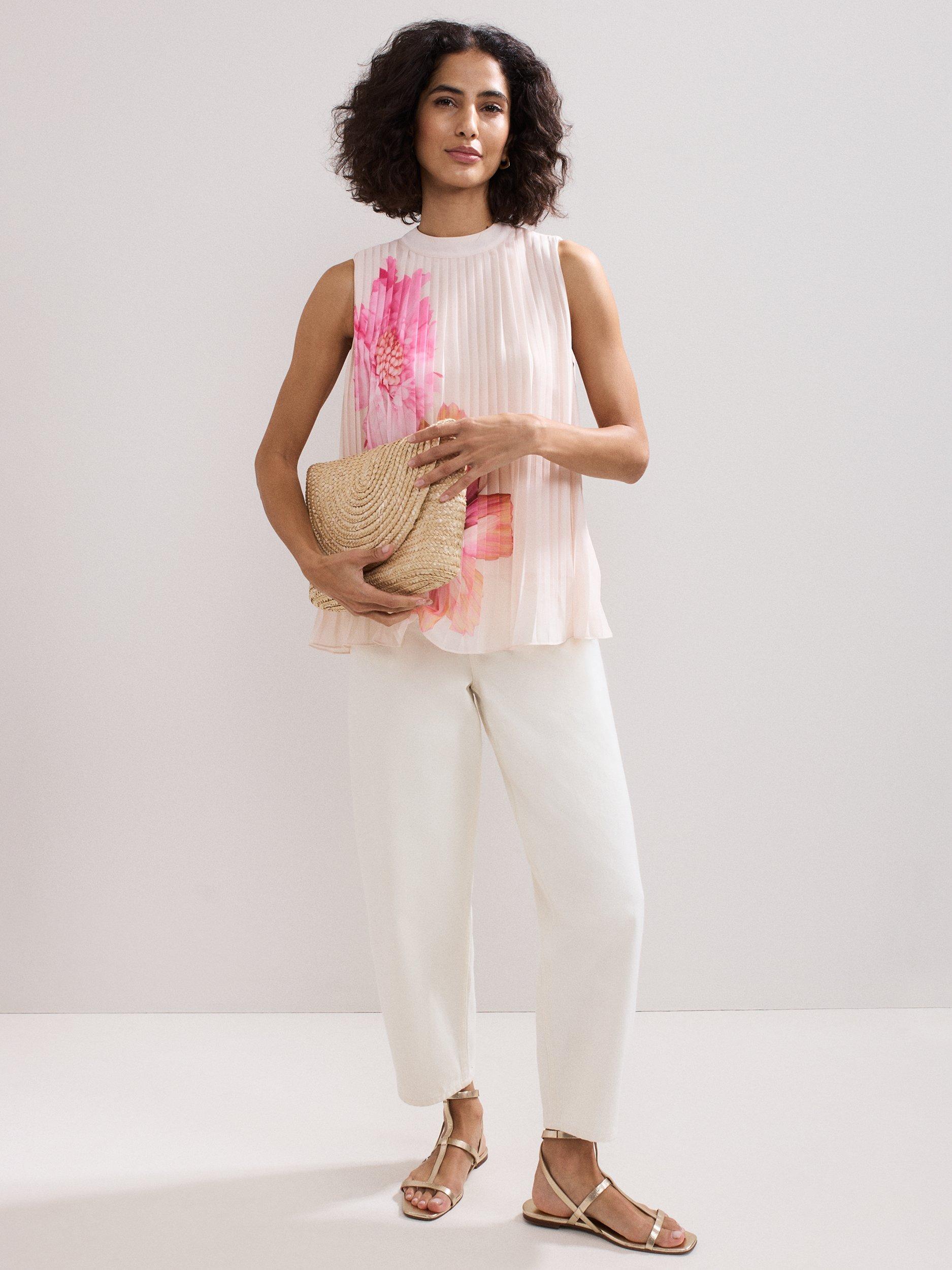 Product image 9 of 9, which shows Phase Eight Ember Pleated Floral Top, Multi, 8