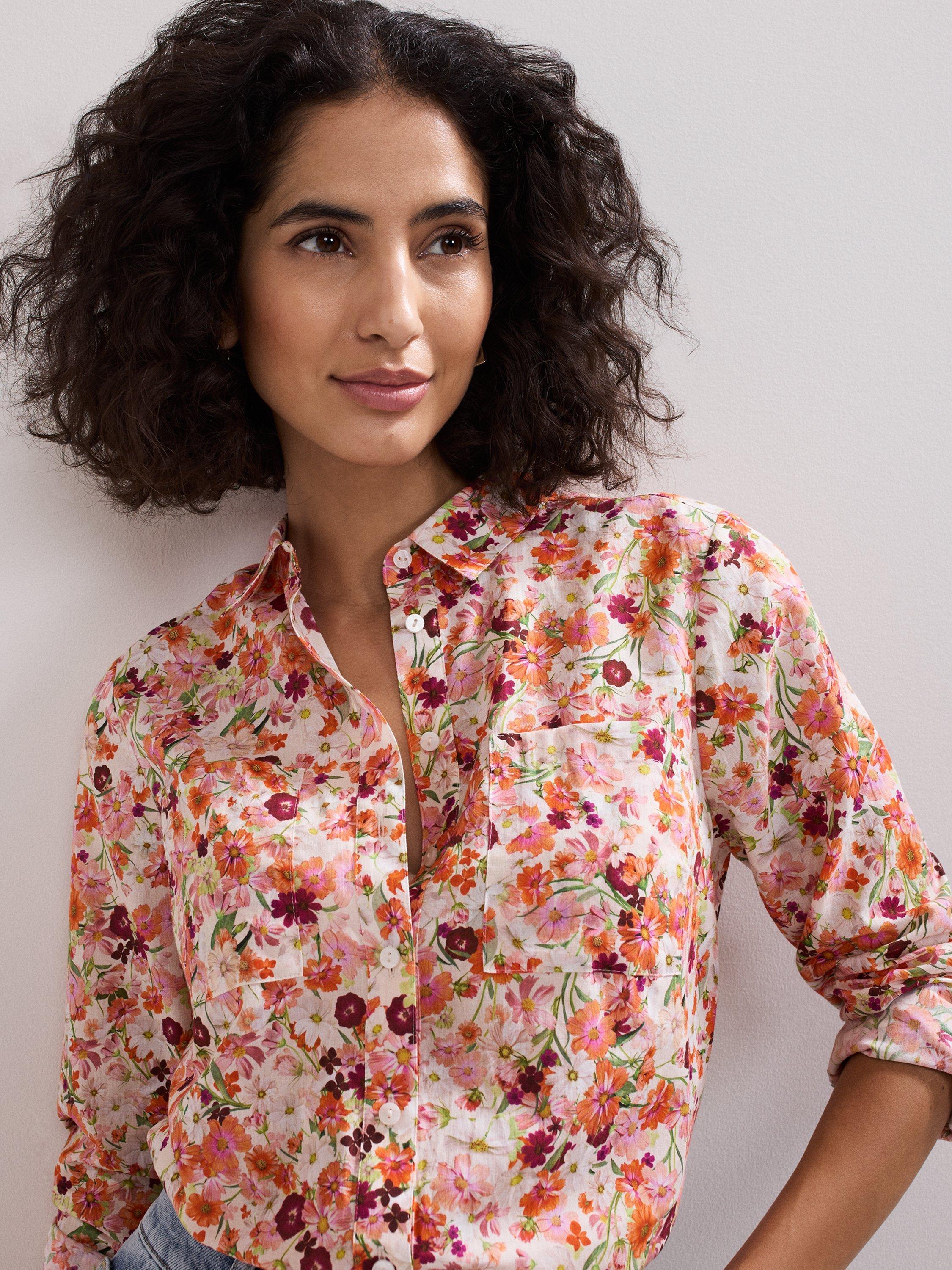 Product image 3 of 7, which shows Phase Eight Maddelena Floral Shirt, Multi, 8