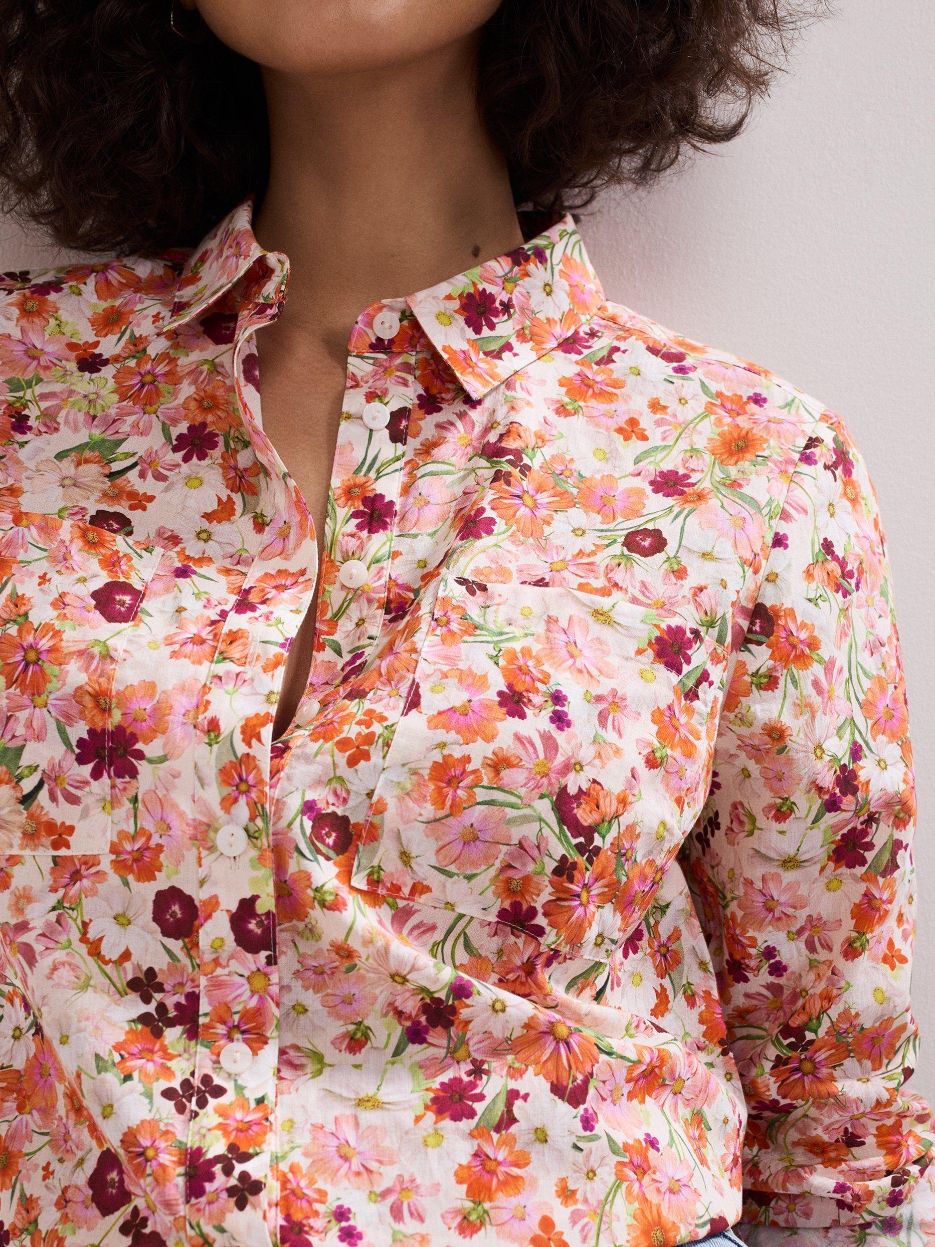 Product image 4 of 7, which shows Phase Eight Maddelena Floral Shirt, Multi, 8