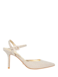 Dune Channel Diamante Pointed Toe Court Shoes, Gold-Fabric