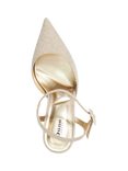 Dune Channel Diamante Pointed Toe Court Shoes, Gold-Fabric