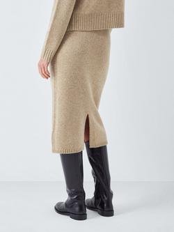 John Lewis Marl Wool Blend Pencil Skirt, Natural - view 2, Natural