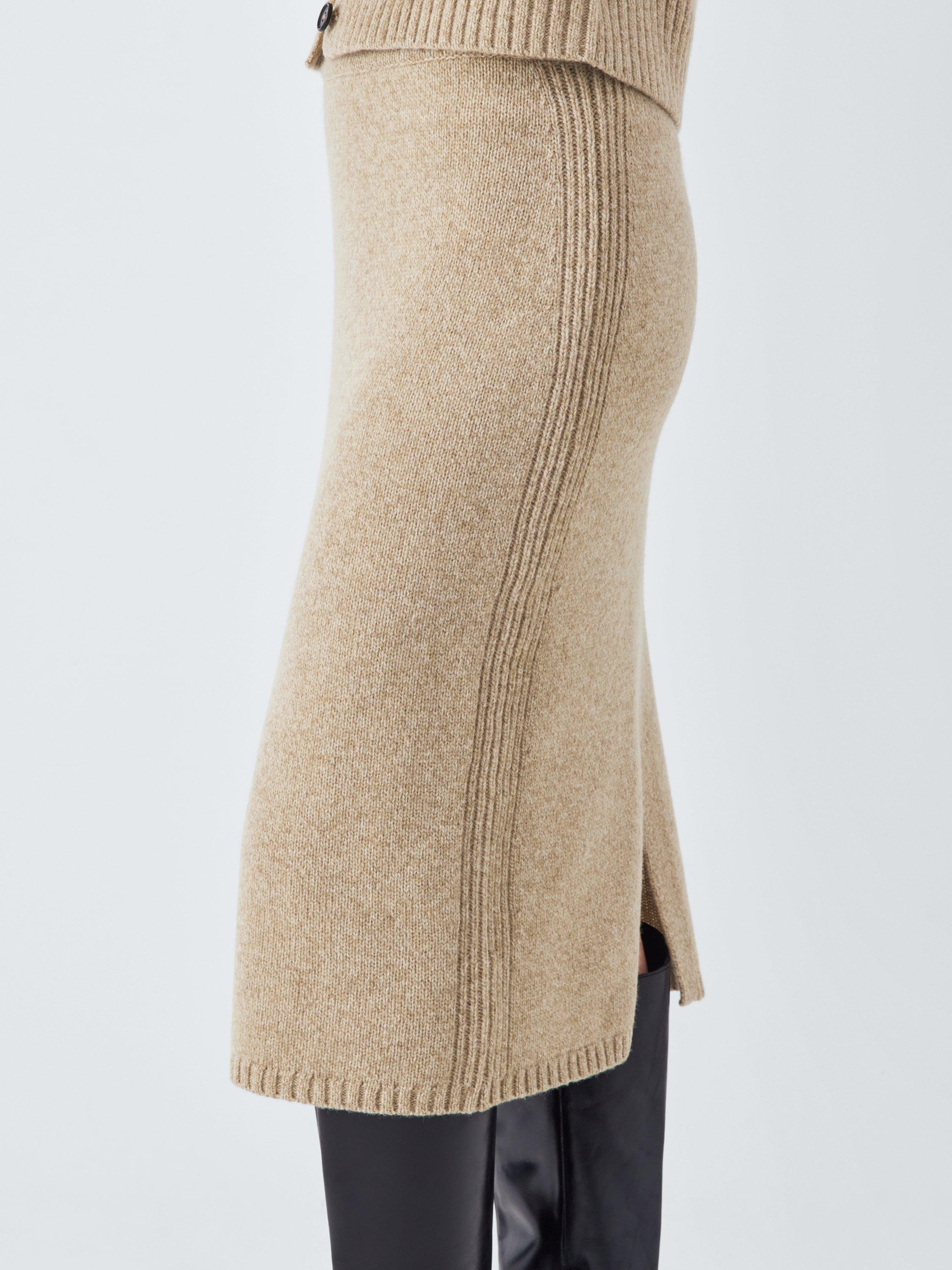 Product image 6 of 6, which shows John Lewis Marl Wool Blend Pencil Skirt, Natural, 8