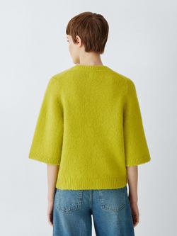 John Lewis Alpaca Wool Blend Relaxed Short Sleeve Jumper - view 2, Lime