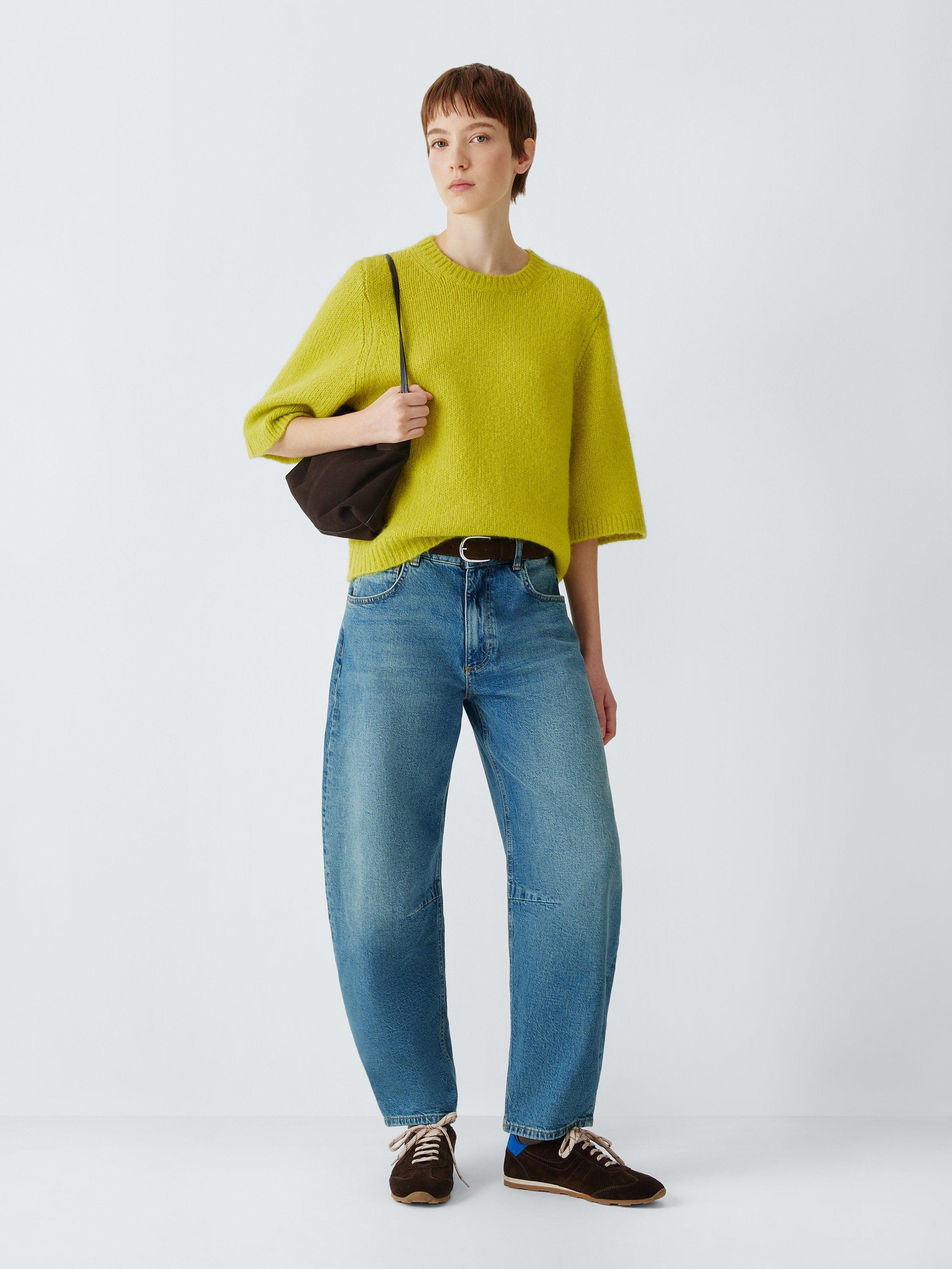 Product image 3 of 6, which shows John Lewis Alpaca Wool Blend Relaxed Short Sleeve Jumper, Lime, 8