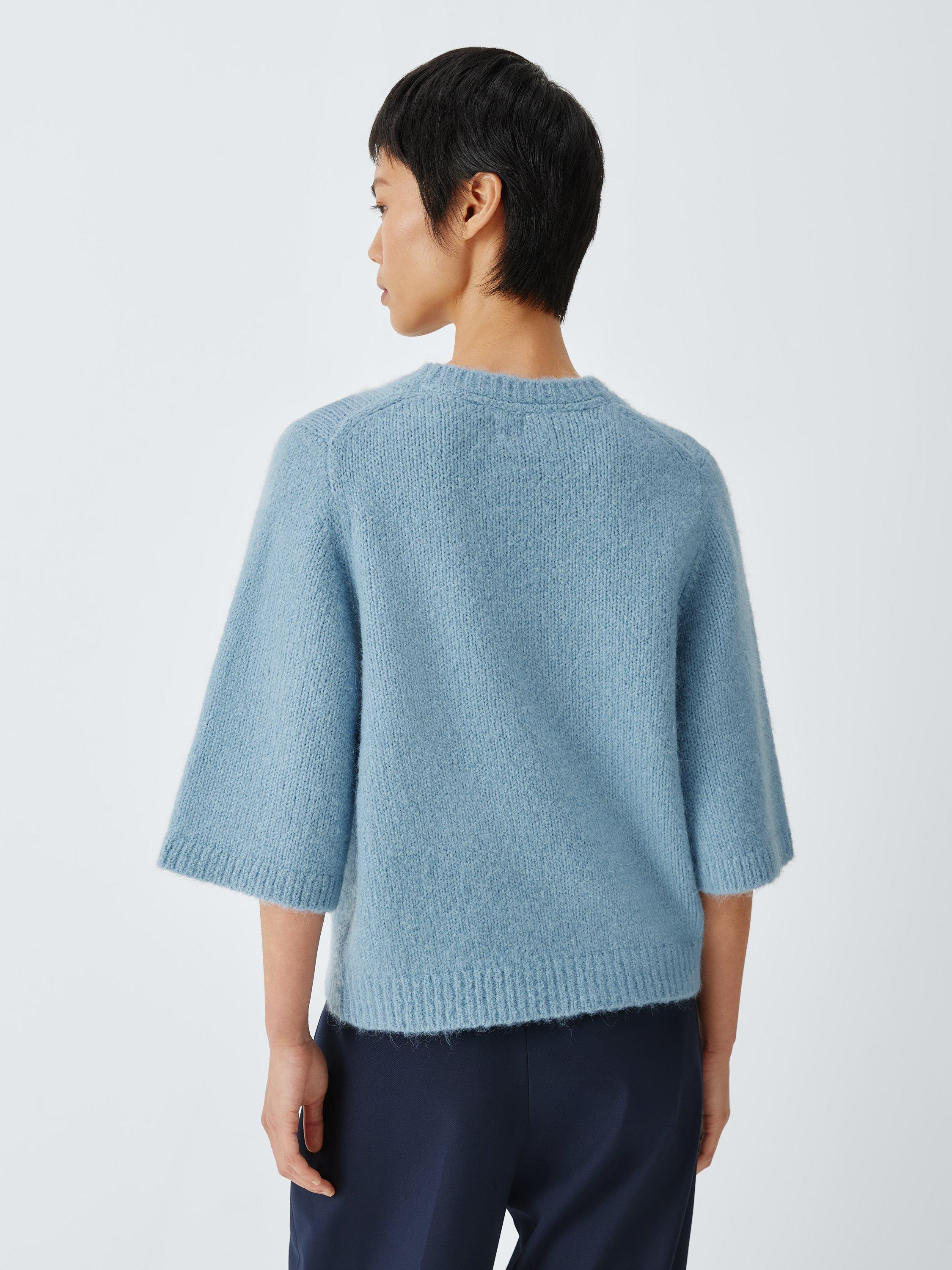 Product image 2 of 6, which shows John Lewis Alpaca Wool Blend Relaxed Short Sleeve Jumper, Blue, 8