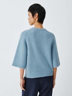 John Lewis Alpaca Wool Blend Relaxed Short Sleeve Jumper - view 2, Blue